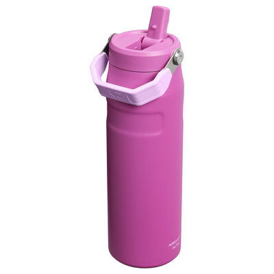 Garrafa Térmica Aerolight Flip Straw Stanley 710 ml Dark Blossom, com a tampa aberta