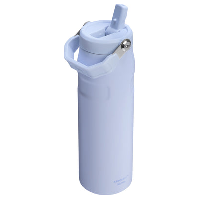 Garrafa Térmica Aerolight Flip Straw Stanley 710 ml Dew Drop, com a tampa aberta