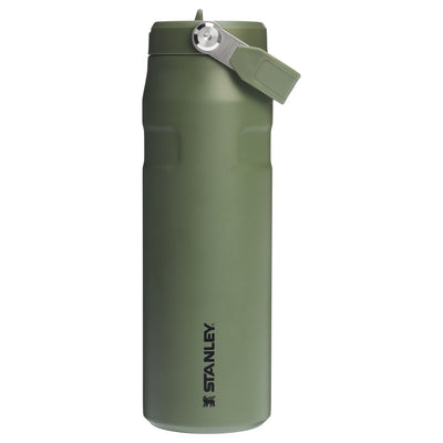 Garrafa Térmica Aerolight Flip Straw Stanley 710 ml Dried Pine, vista frontal com tampa fechada