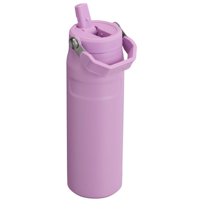 Garrafa Térmica Aerolight Flip Straw Stanley 710 ml Lilac, com a tampa aberta