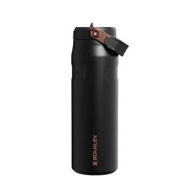 Garrafa Térmica Aerolight Flip Straw Stanley 710 ml Messi Black, vista frontal com tampa fechada