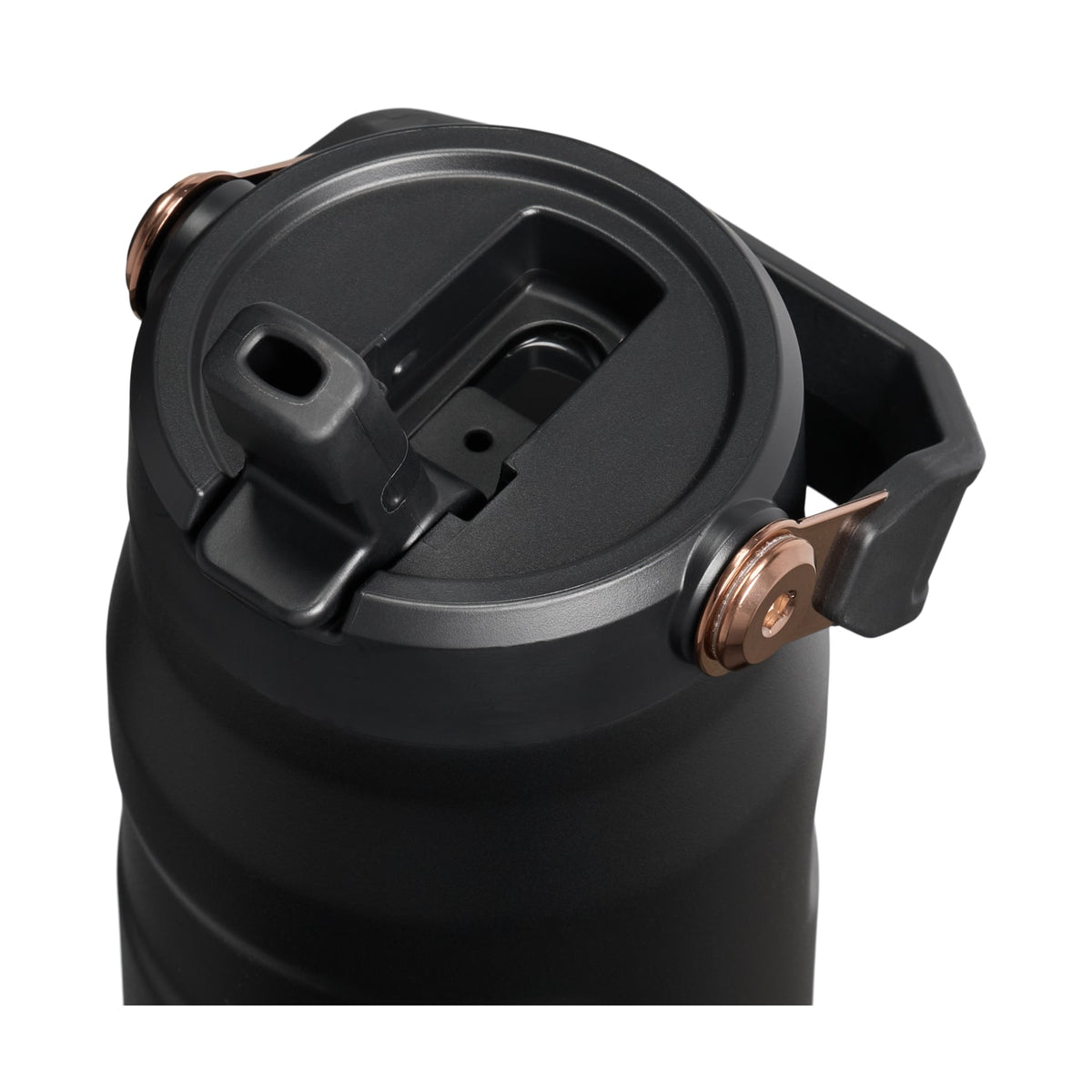 Garrafa Térmica Aerolight Flip Straw Stanley 710 ml Messi Black, detalhe da tampa