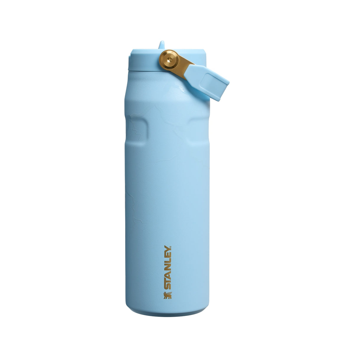 Garrafa Térmica Aerolight Flip Straw Stanley 710 ml Messi Blue, vista frontal com tampa fechada