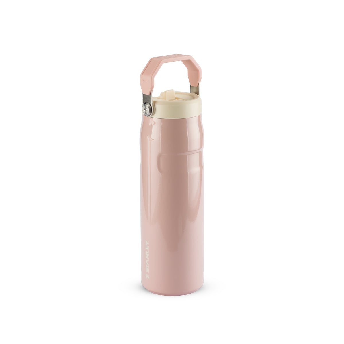 Garrafa Térmica Aerolight Flip Straw Stanley 710 ml Peach Whip Gloss, vista frontal com tampa fechada