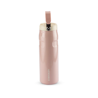 Garrafa Térmica Aerolight Flip Straw Stanley 710 ml Peach Whip Gloss, vista frontal com tampa aberta