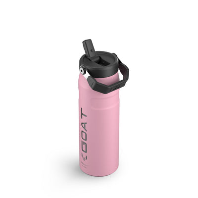 Garrafa Térmica Aerolight Flip Straw Stanley 710 ml Pink Messi, com a tampa aberta