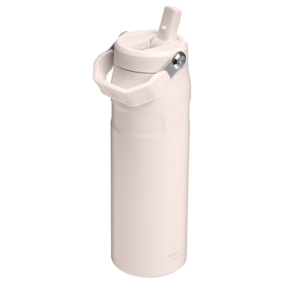 Garrafa Térmica Aerolight Flip Straw Stanley 710 ml Rose Quartz, com a tampa aberta