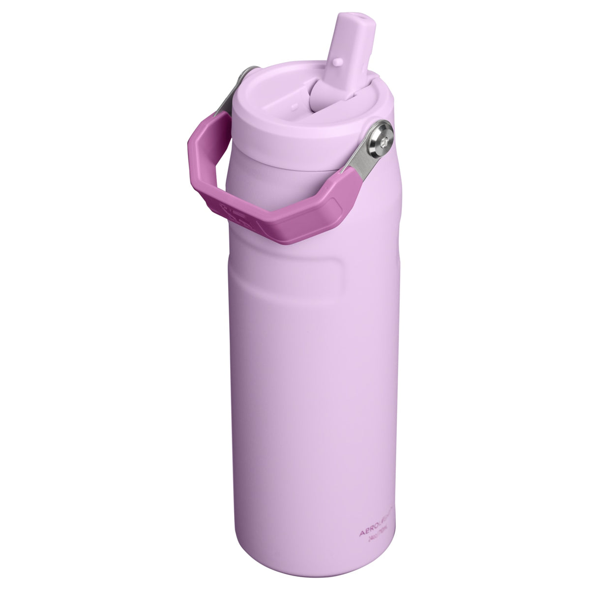 Garrafa Térmica Aerolight Flip Straw Stanley 710 ml Soft Orchid, com a tampa aberta