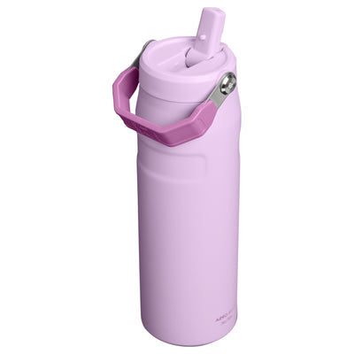 Garrafa Térmica Aerolight Flip Straw Stanley 710 ml Soft Orchid, com a tampa aberta