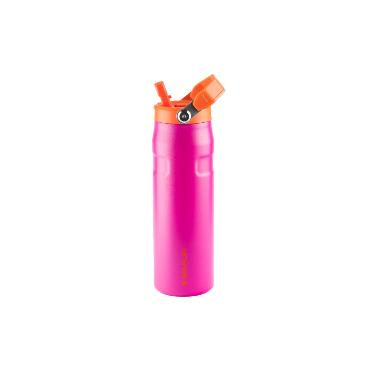 Garrafa Térmica Aerolight Flip Straw Stanley 710 ml Vivid Violet, com a tampa aberta