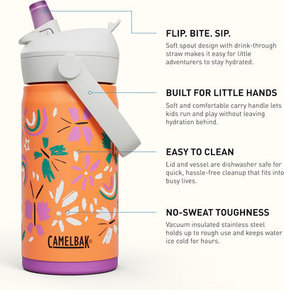 Garrafa Térmica Infantil Camelbak Thrive 354ml com design colorido e funcionalidade para crianças.