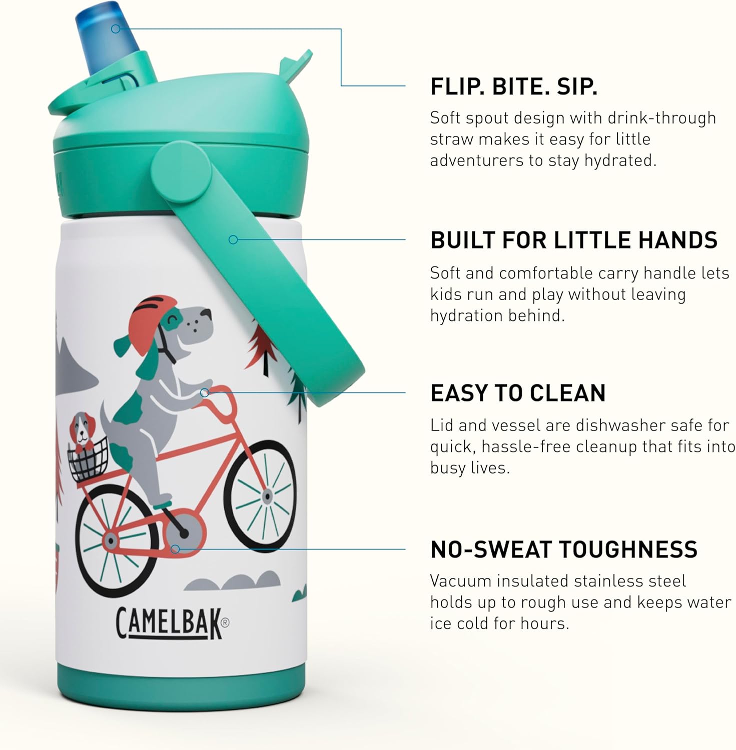 Garrafa Térmica Infantil Camelbak Thrive 354ml com design prático e seguro para hidratação de crianças.