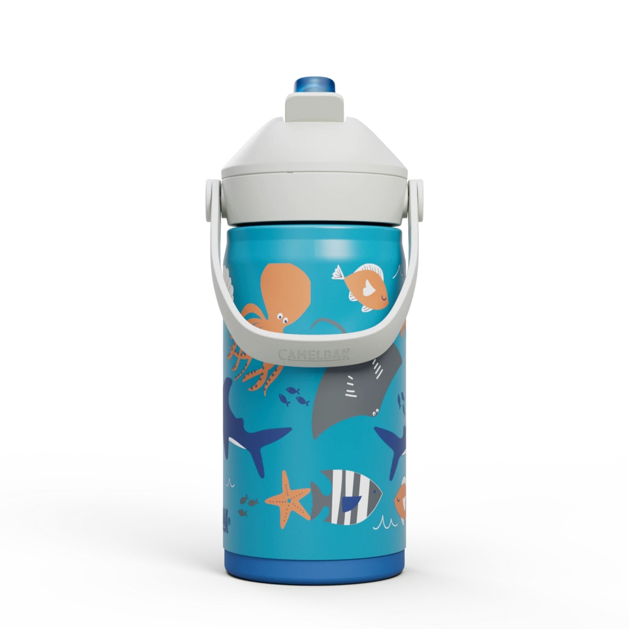 Garrafa Térmica Infantil Camelbak Thrive 354ml com design de vida marinha colorido.