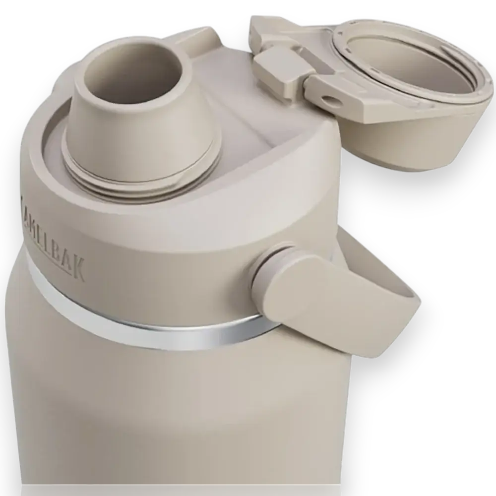 Garrafa Térmica Thrive Camelbak 1000ml, design moderno, tampo aberto, foco em hidratação prolongada. Mantém bebidas quentes 21h e frias 42h.