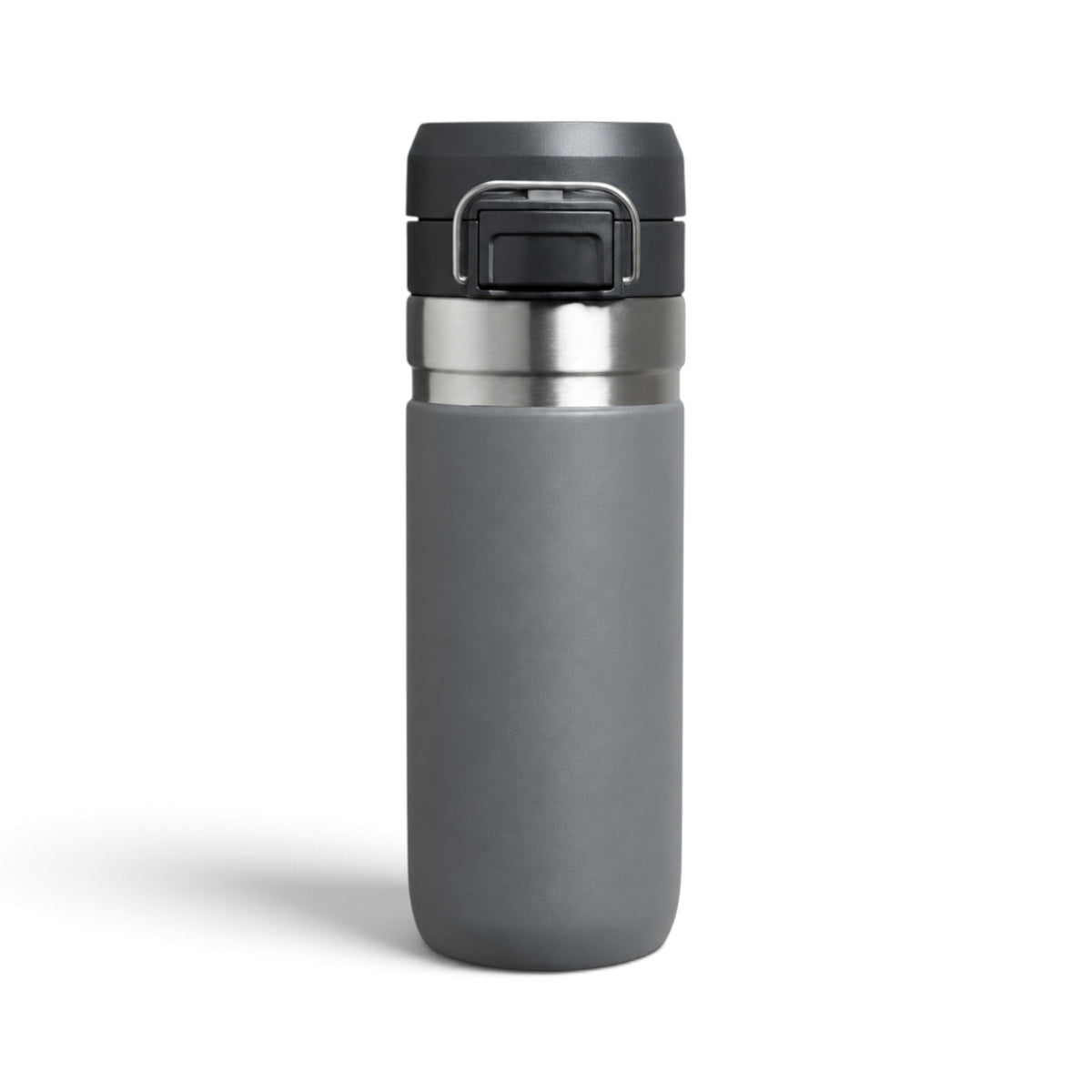 Garrafa Térmica Click 500 ml Cinza, vista frontal com tampa fechada
