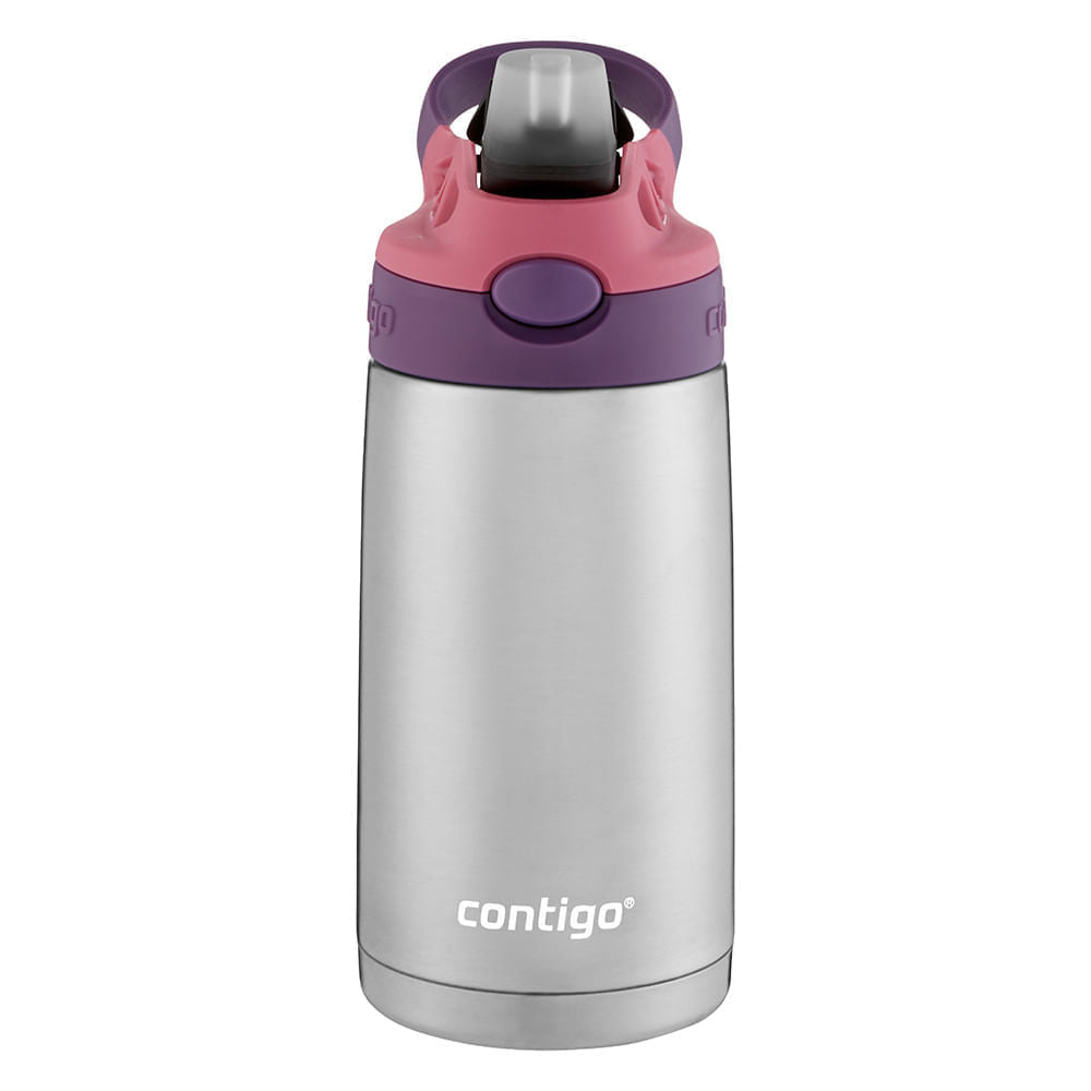 Garrafa Térmica Contigo Autospout Kids 384 ml Rosa, vista frontal com tampa fechada, foto 2 de 10