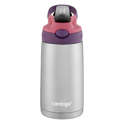 Garrafa Térmica Contigo Autospout Kids 384 ml Rosa, vista frontal com tampa fechada, foto 2 de 10