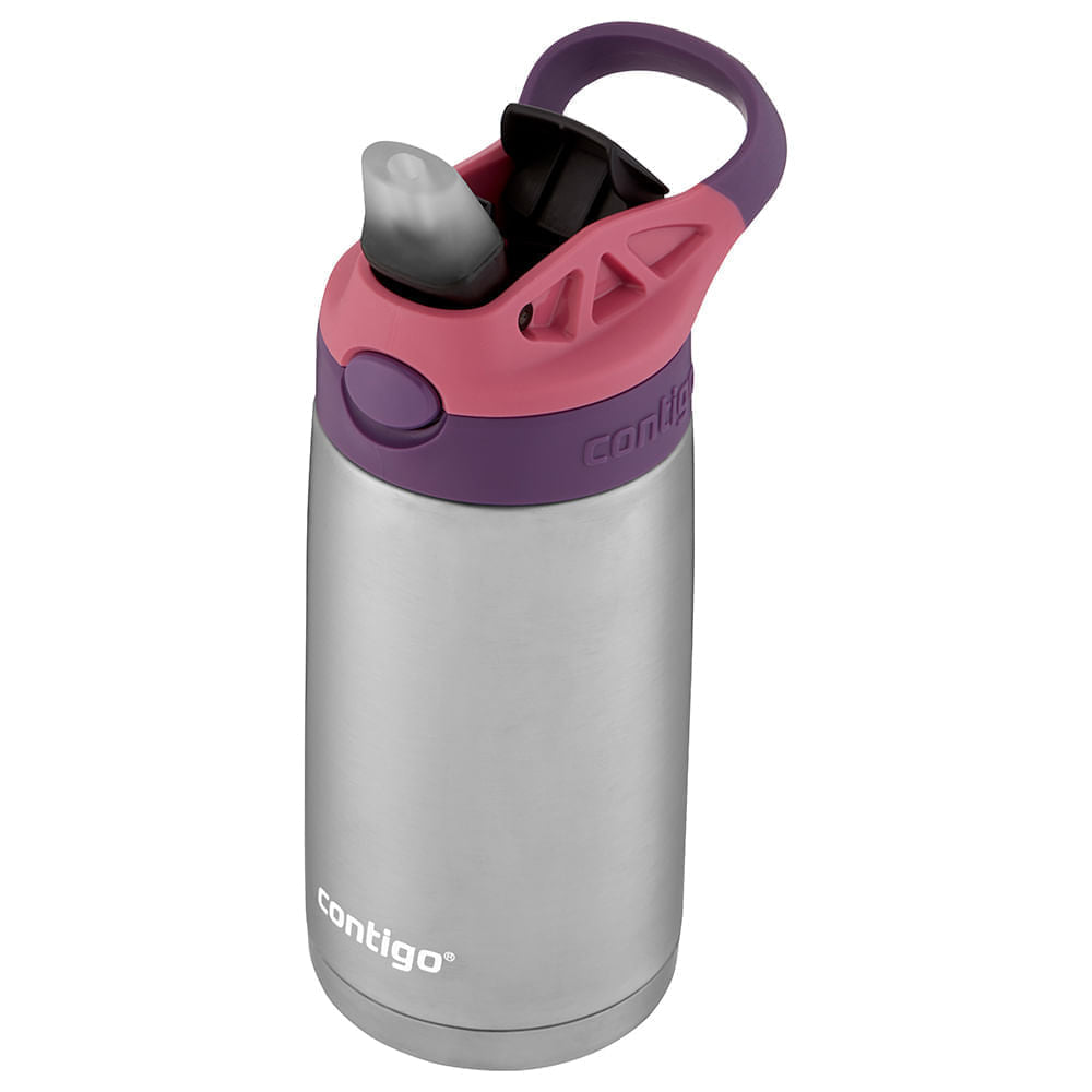 Garrafa Térmica Contigo Autospout Kids 384 ml Rosa, com a tampa aberta