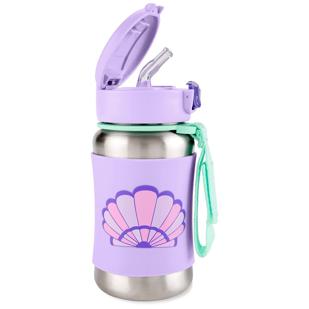 Garrafa de Aço Inox Skip Hop Concha, com a tampa aberta
