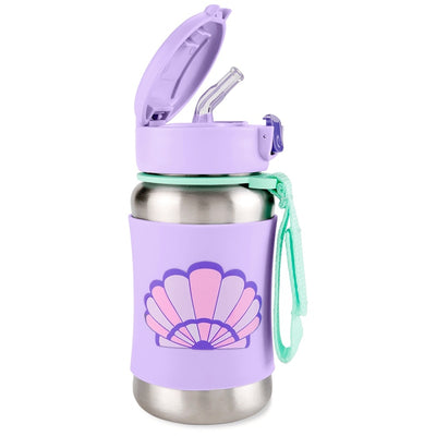 Garrafa de Aço Inox Skip Hop Concha, com a tampa aberta