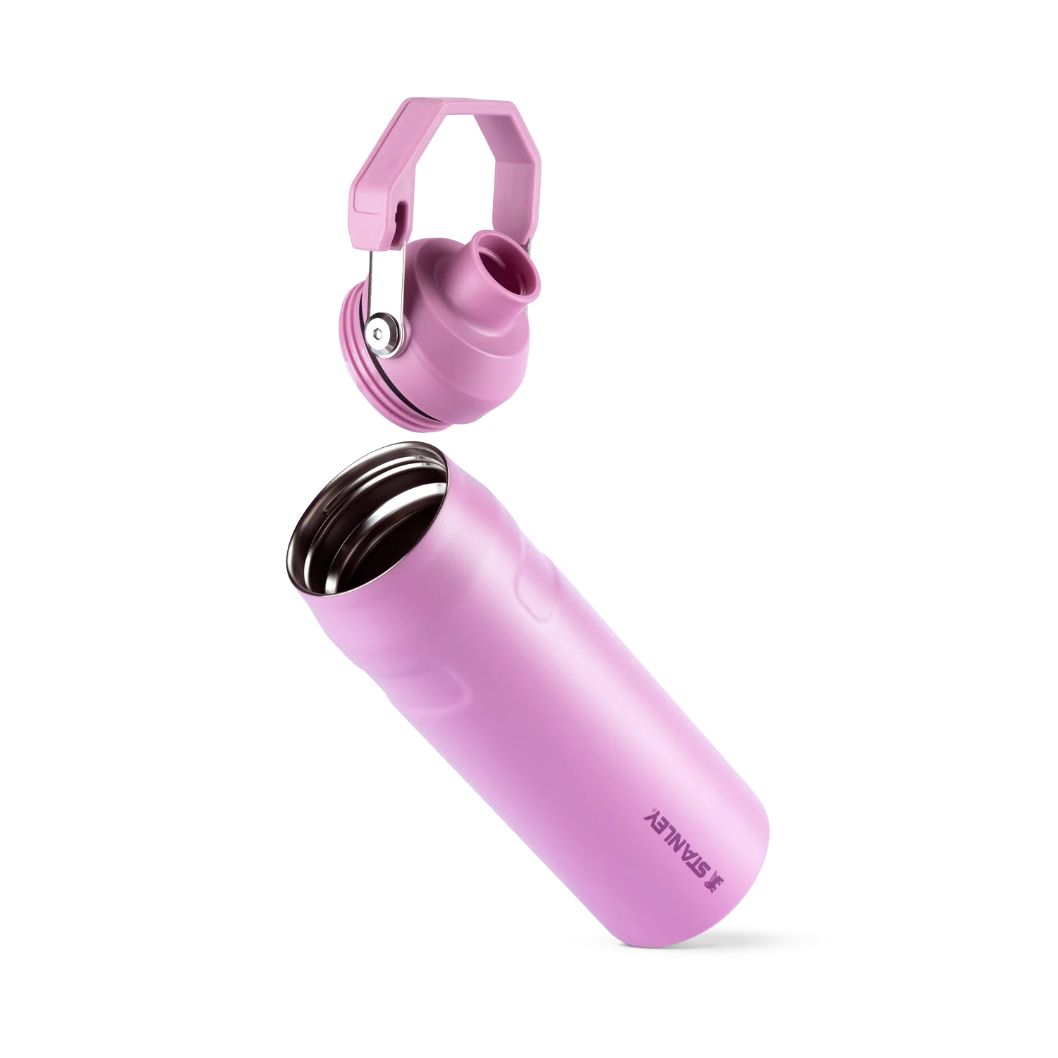 Garrafa Térmica Stanley Aerolight™ Fast Flow - 710ml em rosa, design moderno e hermético, mantém a bebida gelada por até 10 horas.