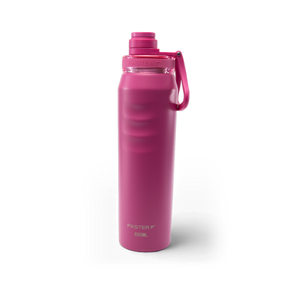 Garrafa Térmica Faster Oásis 650 ml Pitaya, vista frontal com tampa fechada
