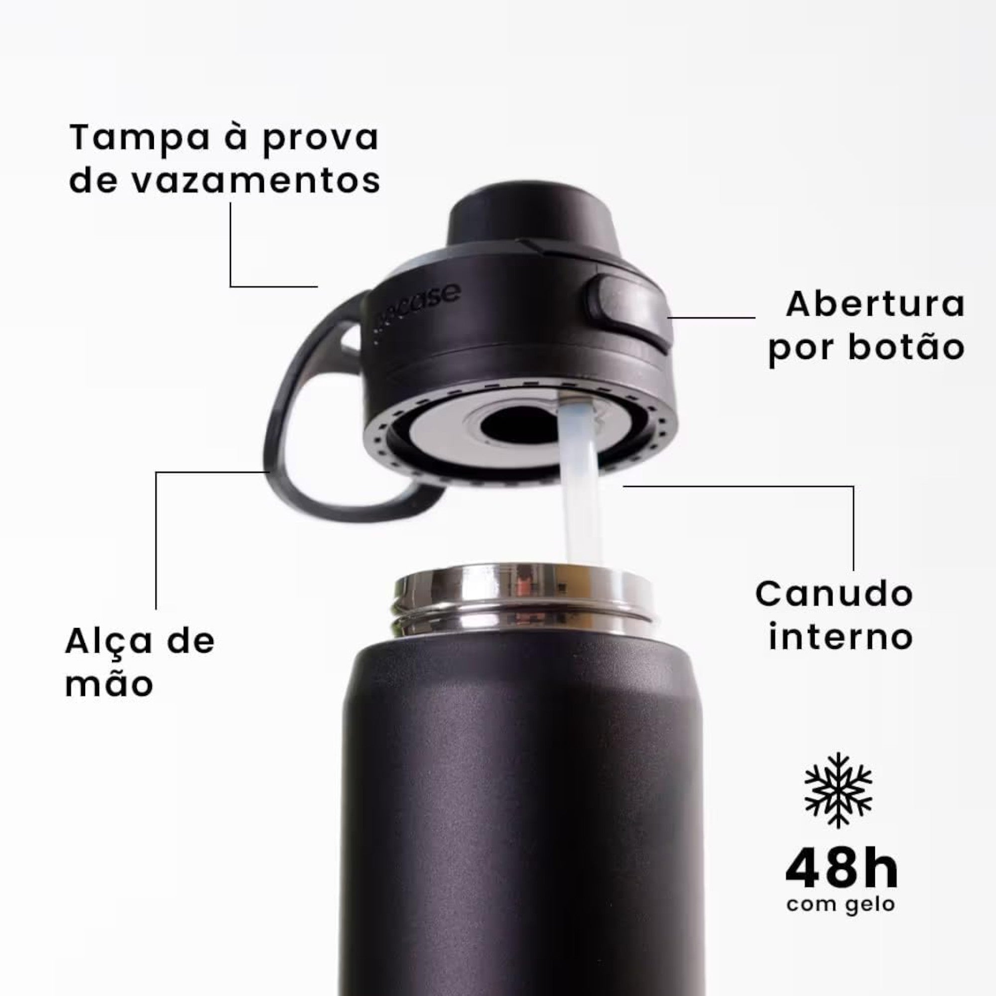 Garrafa térmica Gocase Flip Pro 750ml na cor preta