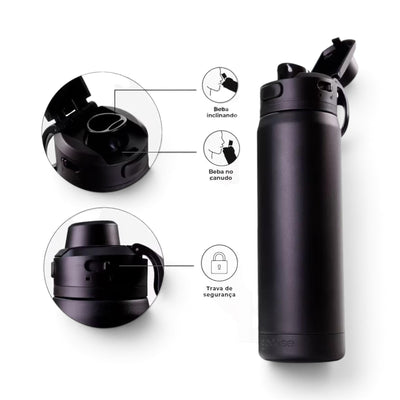 Garrafa térmica Gocase Flip Pro 750ml na cor preta