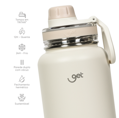Garrafa térmica GET Trity 1000ml na cor creme