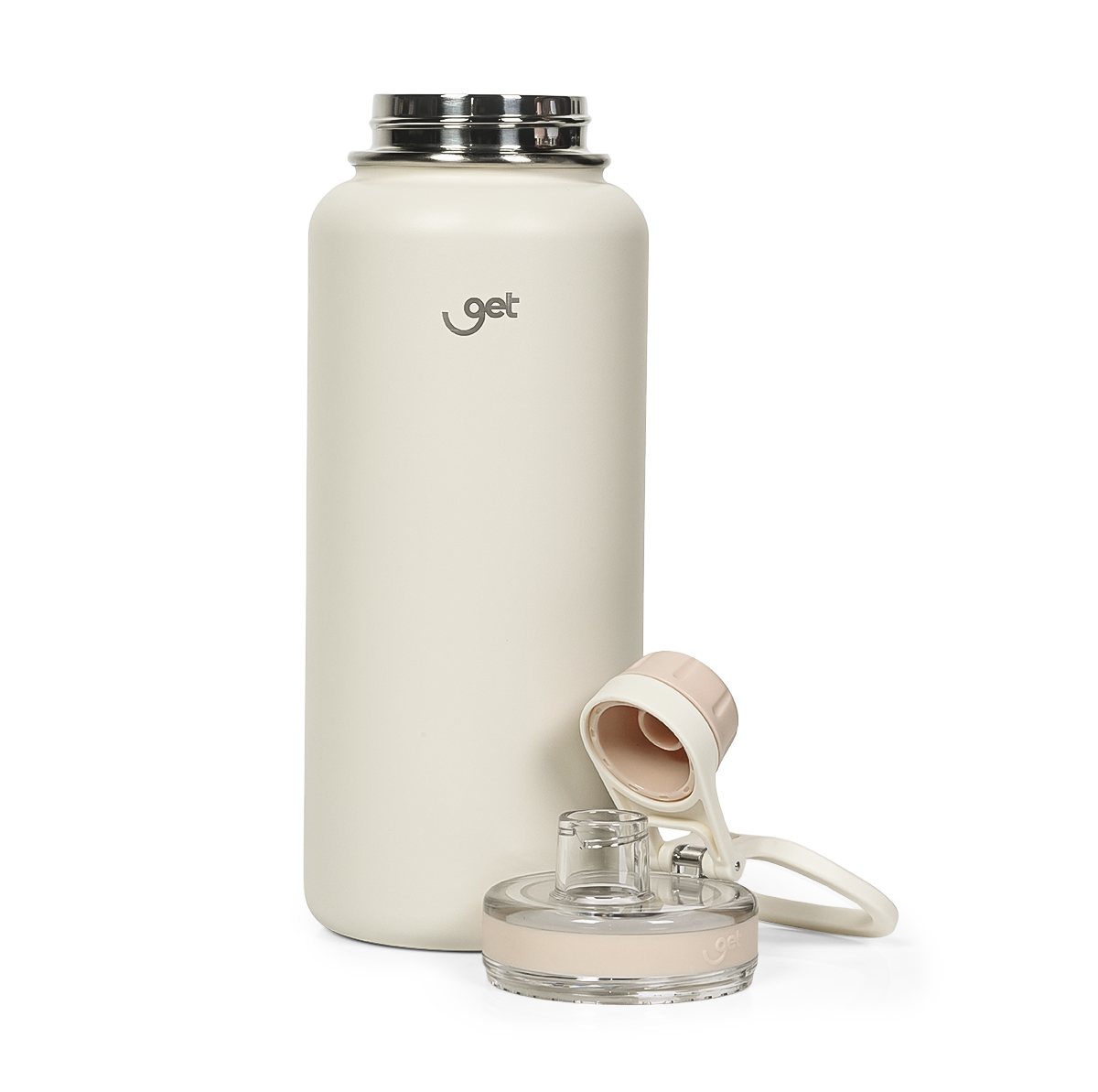 Garrafa térmica GET Trity 1000ml na cor creme