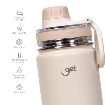 Garrafa térmica GET Trity 500ml na cor Creme