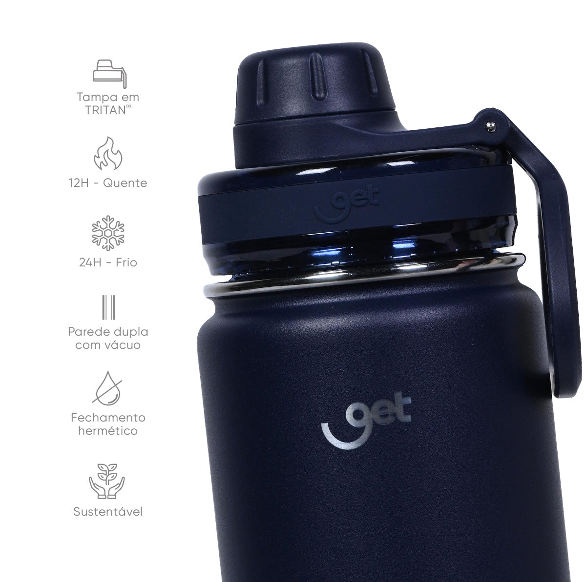 Garrafa térmica GET Trity 500ml na cor marinho