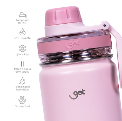 Garrafa térmica GET Trity 500ml na cor rosa