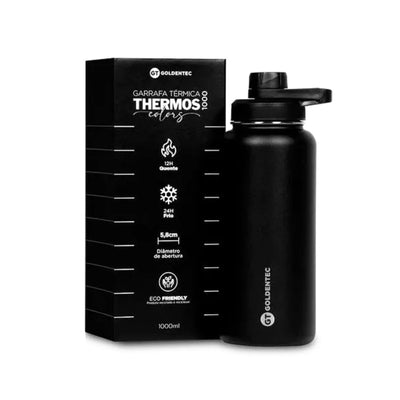 Garrafa Térmica Goldentec 1000ml na cor Preto