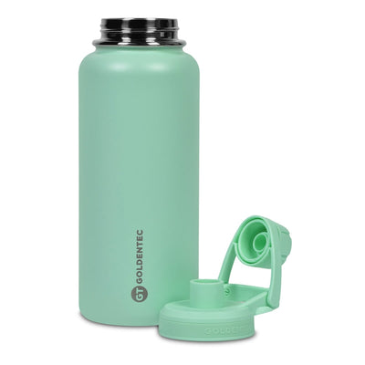 Garrafa Térmica Goldentec 1000 ml Verde Menta, vista frontal com tampa aberta, foto 19 de 35