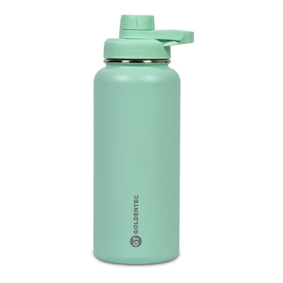 Garrafa Térmica Goldentec 1000 ml Verde Menta, vista frontal com tampa fechada, foto 21 de 35