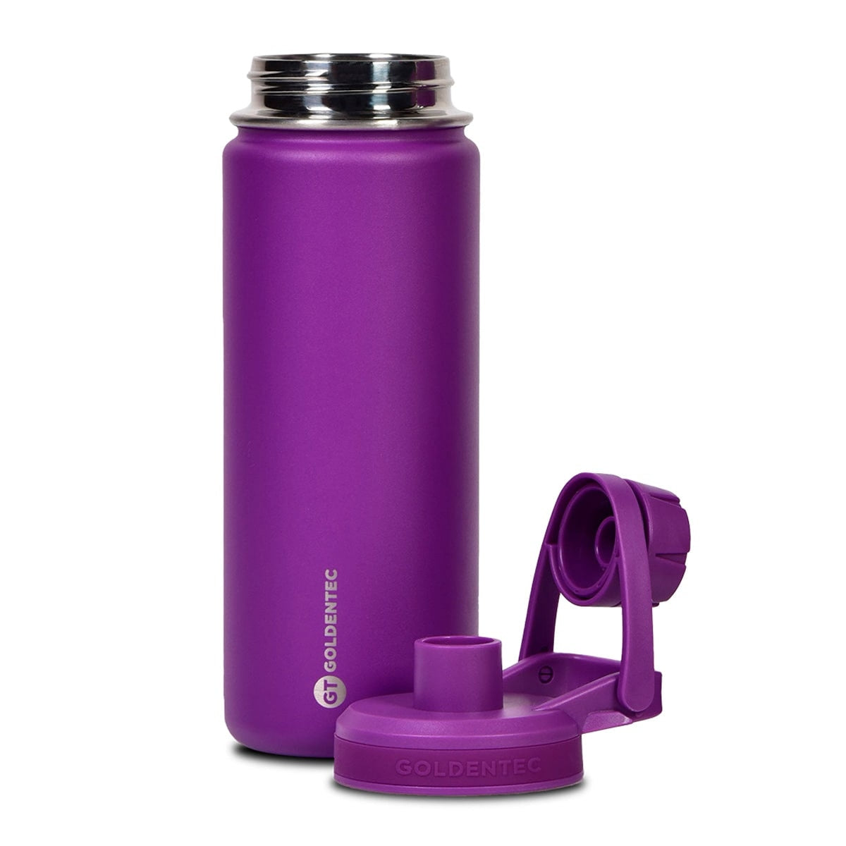 Garrafa Térmica Goldentec 500 ml Roxa, kit com os itens juntos