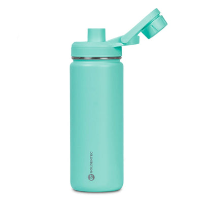 Garrafa Térmica Goldentec 500 ml Verde Menta, com a tampa aberta