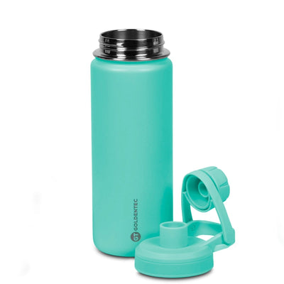 Garrafa Térmica Goldentec 500 ml Verde Menta, com a tampa aberta, foto 31 de 54