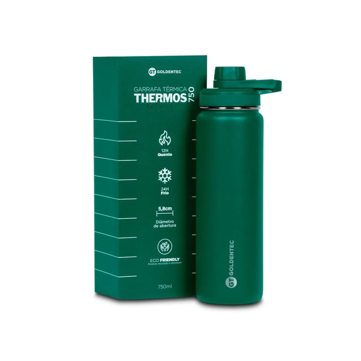 Garrafa Térmica Goldentec 750ml na cor Verde Militar
