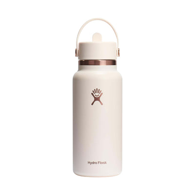 Garrafa Térmica Hydro Flask 946ml com tampa de canudo flexível em aço inoxidável com isolamento a vácuo, ideal para atividades ao ar livre.