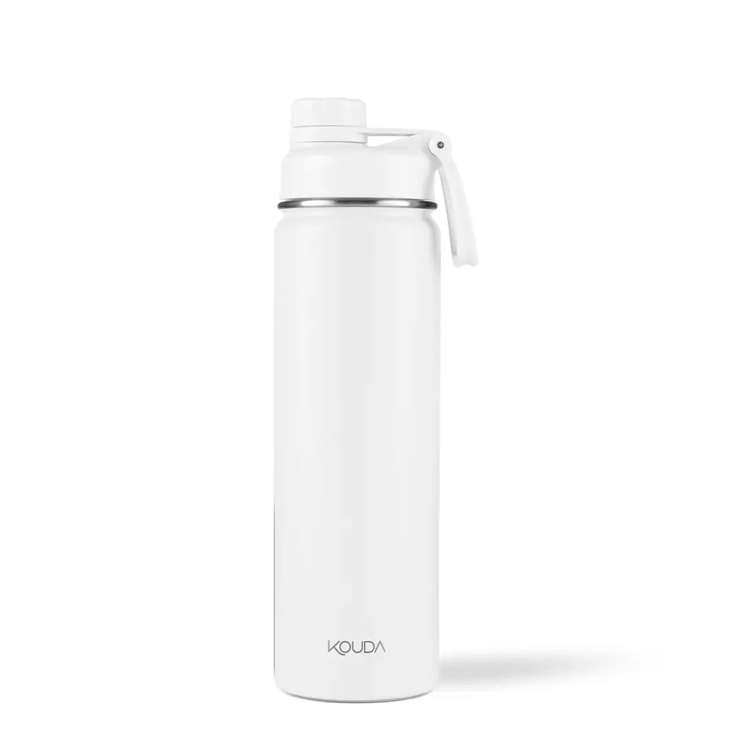Garrafa Térmica Kouda Ladakh, 660 ml Branca, vista frontal com tampa fechada
