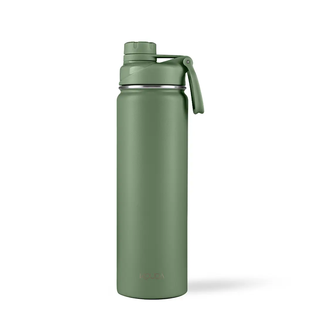 Garrafa Térmica Kouda Ladakh, 660 ml Verde, vista frontal com tampa fechada