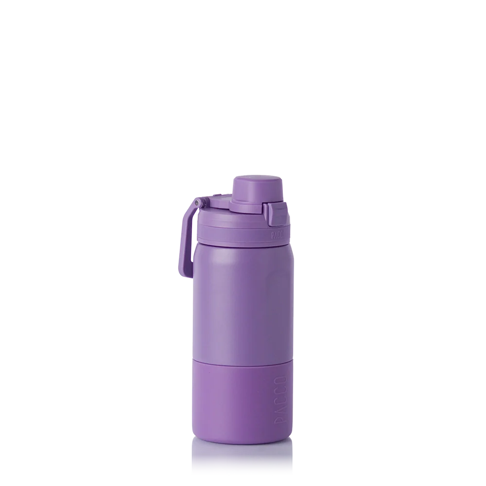 Garrafa Térmica Nexa 440 ml PACCO Purple Haze, vista frontal com tampa fechada