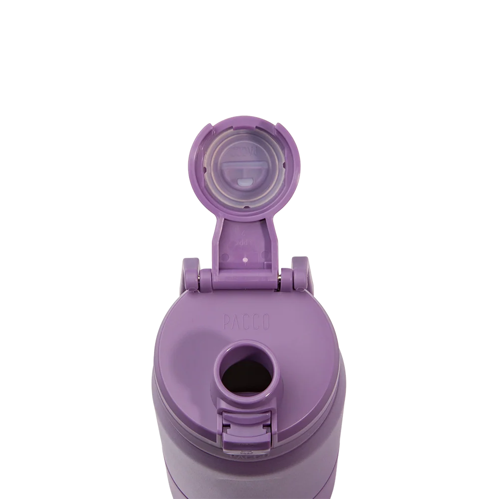 Garrafa Térmica Nexa 440 ml PACCO Purple Haze, com a tampa aberta
