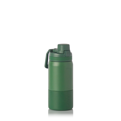 Garrafa Térmica Nexa 440 ml PACCO Verde Militar, vista frontal com tampa fechada