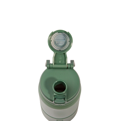 Garrafa Térmica Nexa 440 ml PACCO Verde Militar, com a tampa aberta