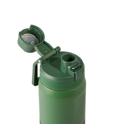 Garrafa Térmica Nexa 440 ml PACCO Verde Militar, com a tampa aberta, foto 44 de 63