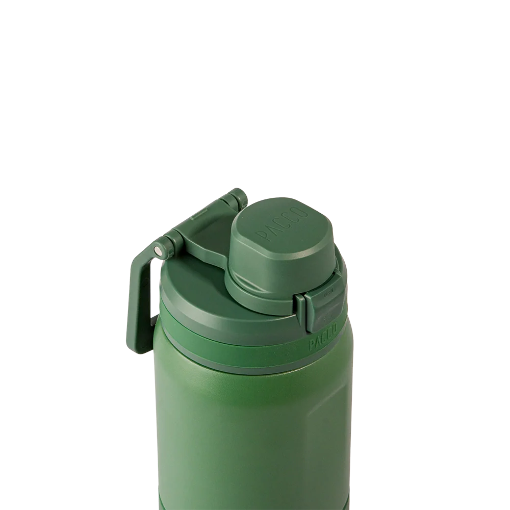 Garrafa Térmica Nexa 440 ml PACCO Verde Militar, vista frontal com tampa fechada, foto 45 de 63