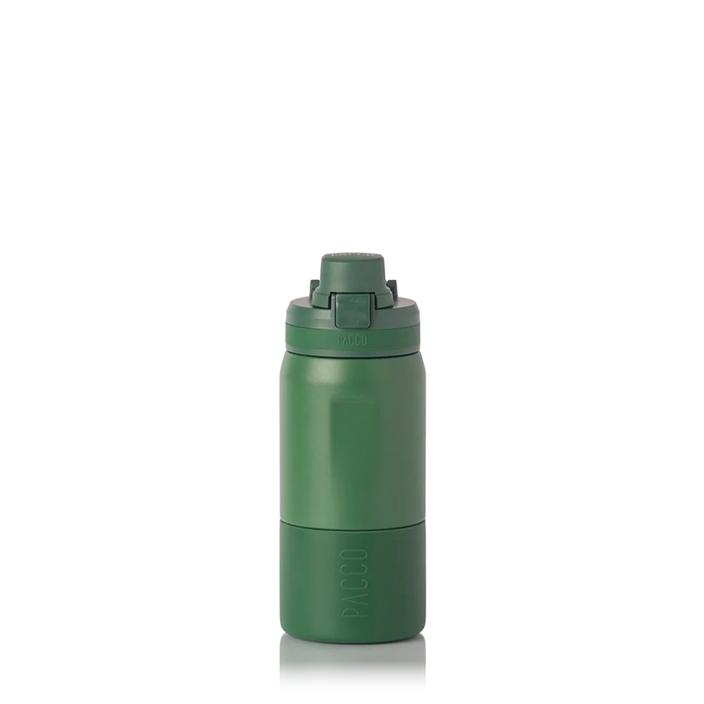 Garrafa Térmica Nexa 440 ml PACCO Verde Militar, vista frontal com tampa fechada, foto 46 de 63